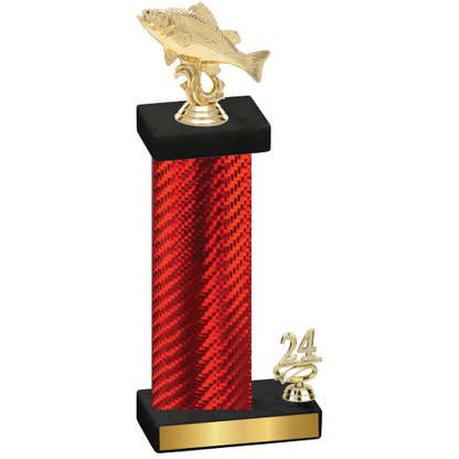 Accented Single Red Carbon Fiber Year Fishing Trophy