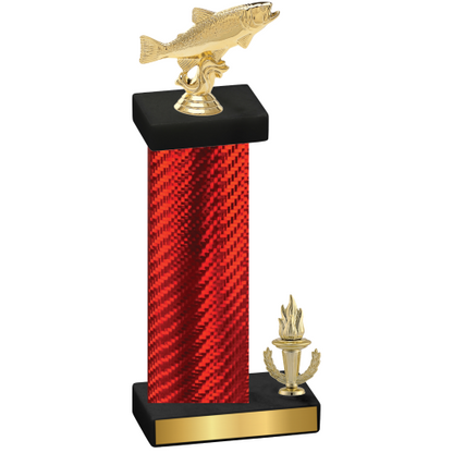 Accented Single Red Carbon Fiber Victory Fishing Trophy