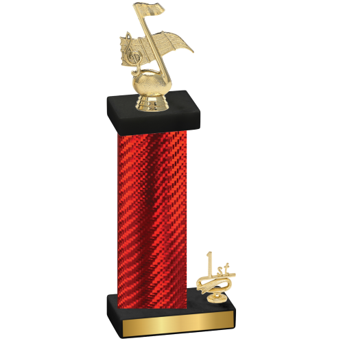 Accented Single Red Carbon Fiber First Place Music Trophy