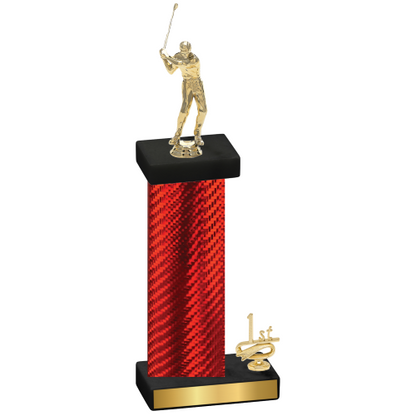 Accented Single Red Carbon Fiber First Place Golf Trophy