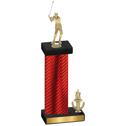 Accented Single Red Carbon Fiber Victory Golf Trophy