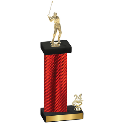 Accented Single Red Carbon Fiber Year Golf Trophy