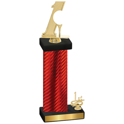 Accented Single Red Carbon Fiber First Place Golf Trophy