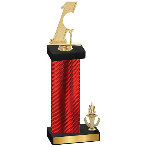 Accented Single Red Carbon Fiber Victory Golf Trophy