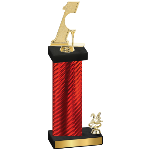 Accented Single Red Carbon Fiber Year Golf Trophy