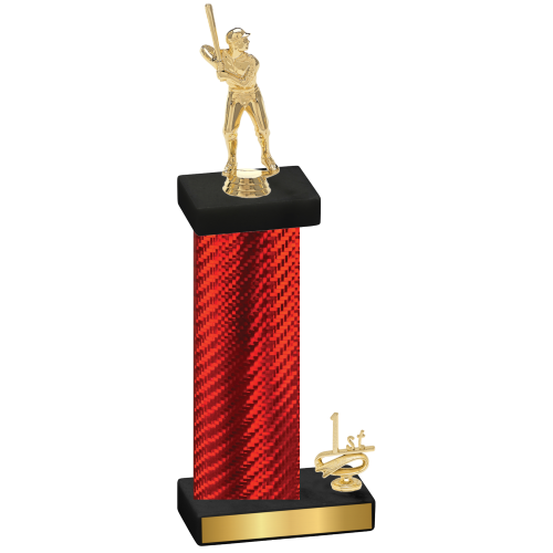 Accented Single Red Carbon Fiber First Place Baseball Trophy