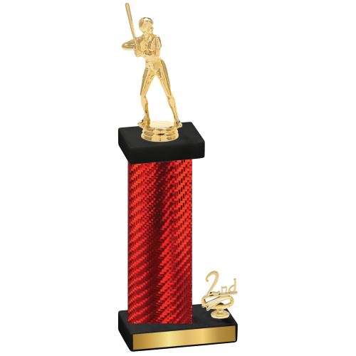 Accented Single Red Carbon Fiber Second Place Softball Trophy
