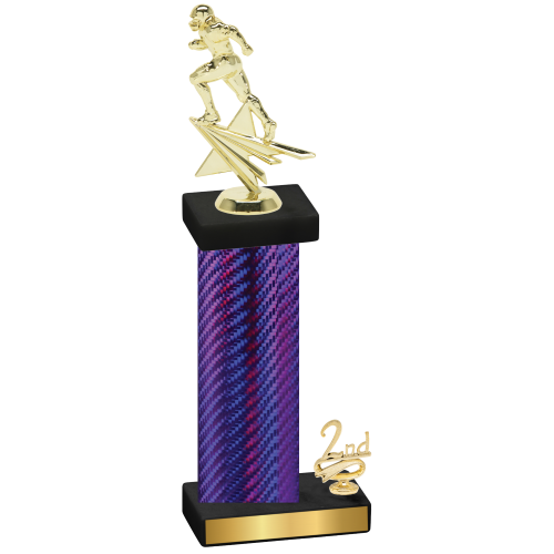 Accented Single Purple Carbon Fiber Second Place Football Trophy