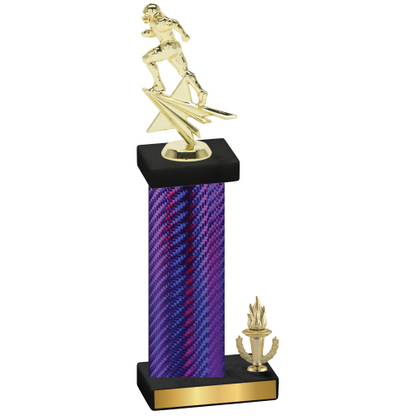 Accented Single Purple Carbon Fiber Victory Football Trophy