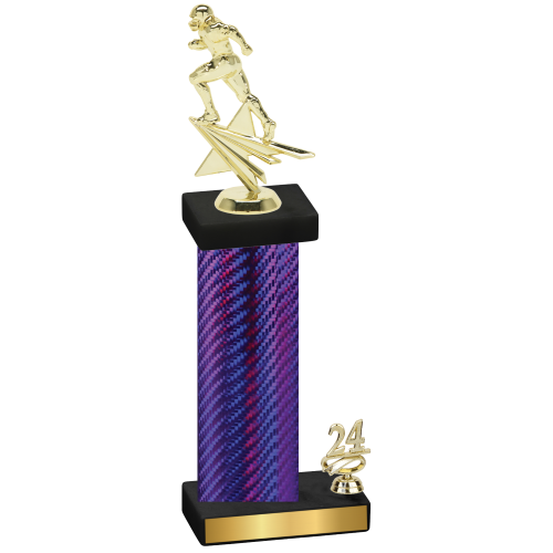 Accented Single Purple Carbon Fiber Year Football Trophy