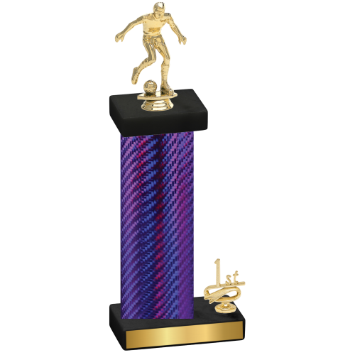 Accented Single Purple Carbon Fiber First Place Soccer Trophy