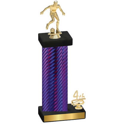 Accented Single Purple Carbon Fiber Fourth Place Soccer Trophy