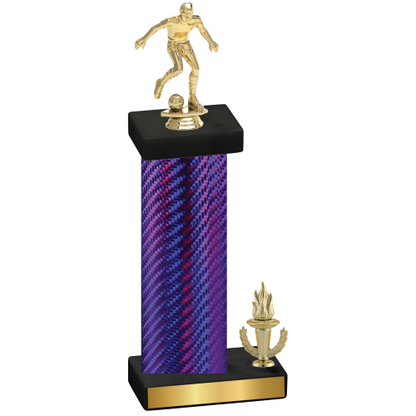 Accented Single Purple Carbon Fiber Victory Soccer Trophy