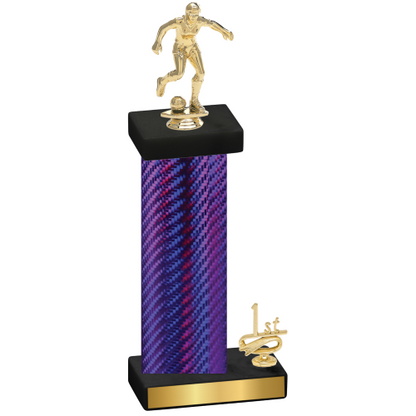 Accented Single Purple Carbon Fiber First Place Soccer Trophy