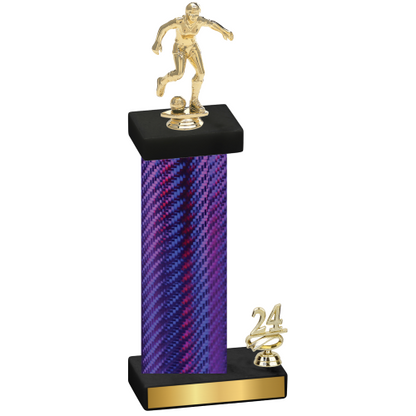 Accented Single Purple Carbon Fiber Year Soccer Trophy