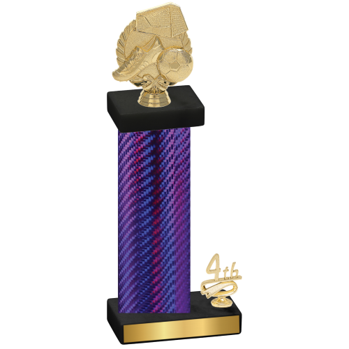 Accented Single Purple Carbon Fiber Fourth Place Soccer Trophy