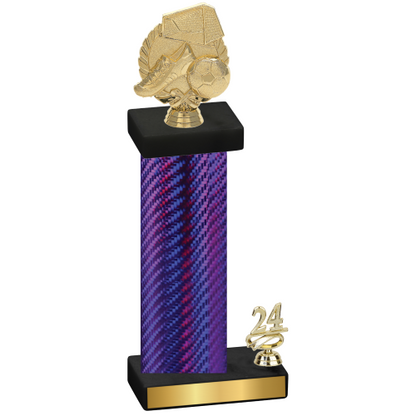 Accented Single Purple Carbon Fiber Year Soccer Trophy