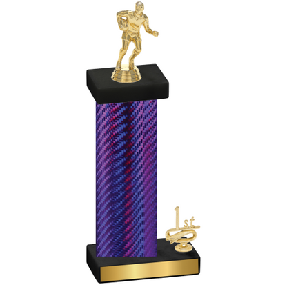 Accented Single Purple Carbon Fiber First Place Rugby Trophy