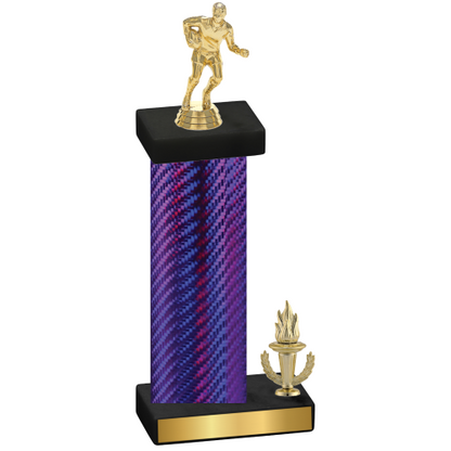 Accented Single Purple Carbon Fiber Victory Rugby Trophy