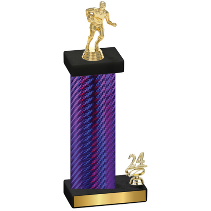 Accented Single Purple Carbon Fiber Year Rugby Trophy