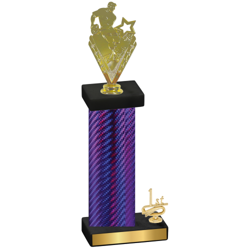 Accented Single Purple Carbon Fiber First Place Rugby Trophy