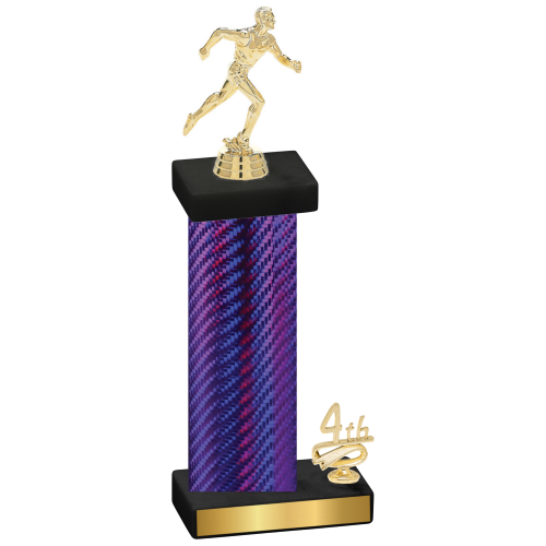 Accented Single Purple Carbon Fiber Fourth Place Running Trophy