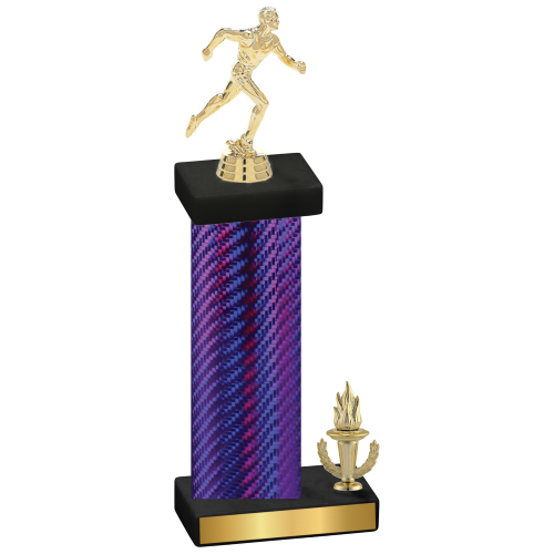 Accented Single Purple Carbon Fiber Victory Running Trophy