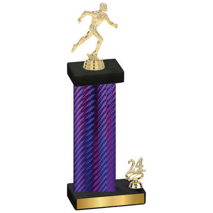 Accented Single Purple Carbon Fiber Year Running Trophy