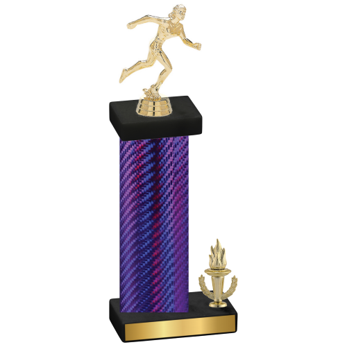 Accented Single Purple Carbon Fiber Victory Running Trophy