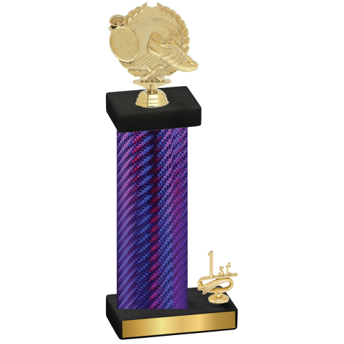 Accented Single Purple Carbon Fiber First Place Running Trophy