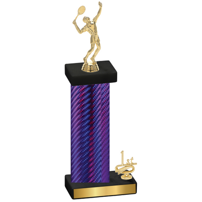 Accented Single Purple Carbon Fiber First Place Tennis Trophy