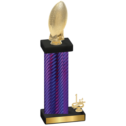 Accented Single Purple Carbon Fiber First Place Football Trophy