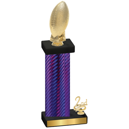 Accented Single Purple Carbon Fiber Second Place Football Trophy