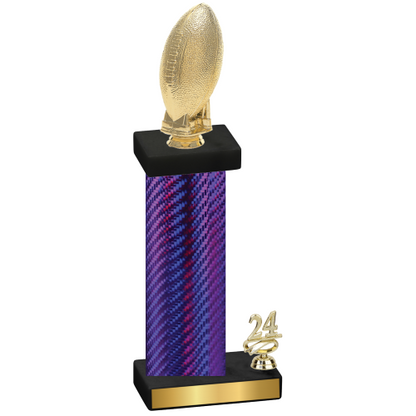 Accented Single Purple Carbon Fiber Year Football Trophy