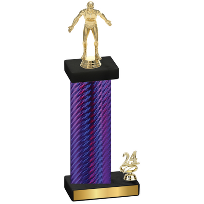 Accented Single Purple Carbon Fiber Year Wrestling Trophy