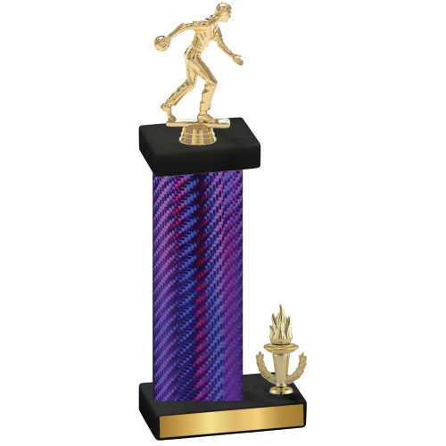 Accented Single Purple Carbon Fiber Victory Bowling Trophy