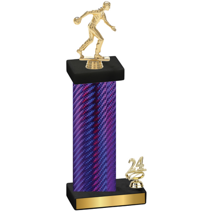 Accented Single Purple Carbon Fiber Year Bowling Trophy