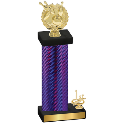 Accented Single Purple Carbon Fiber First Place Bowling Trophy