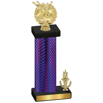 Accented Single Purple Carbon Fiber Victory Bowling Trophy