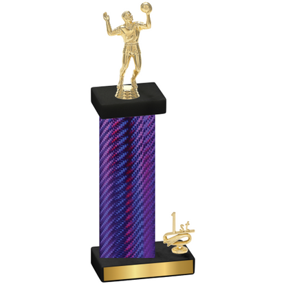 Accented Single Purple Carbon Fiber First Place Volleyball Trophy