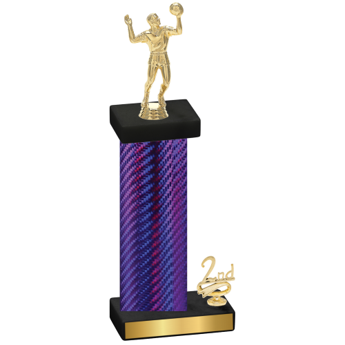 Accented Single Purple Carbon Fiber Second Place Volleyball Trophy