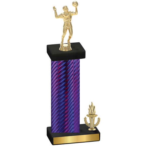 Accented Single Purple Carbon Fiber Victory Volleyball Trophy