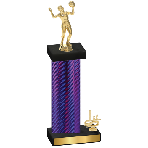 Accented Single Purple Carbon Fiber First Place Volleyball Trophy