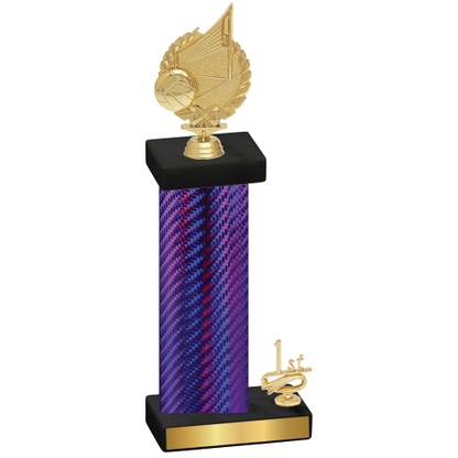 Accented Single Purple Carbon Fiber First Place Volleyball Trophy