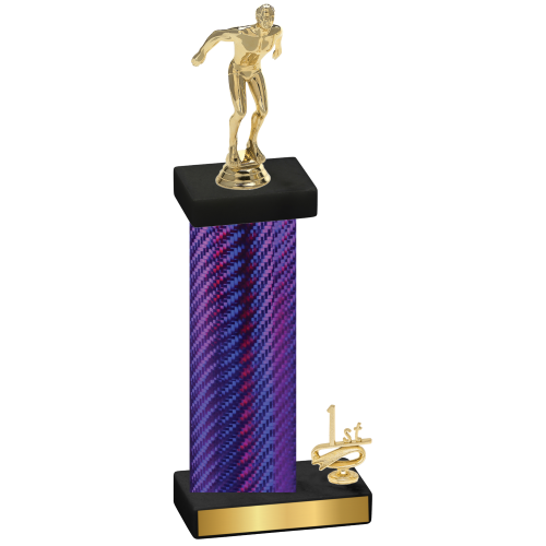 Accented Single Purple Carbon Fiber First Place Swimming Trophy