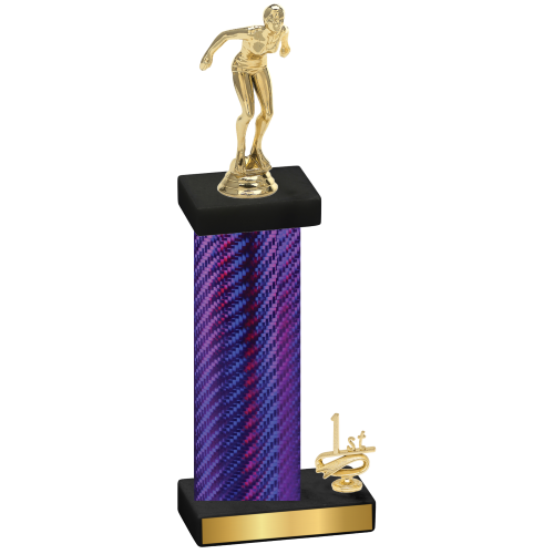 Accented Single Purple Carbon Fiber First Place Tennis Trophy