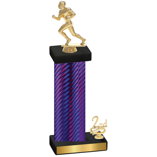 Accented Single Purple Carbon Fiber Second Place Football Trophy