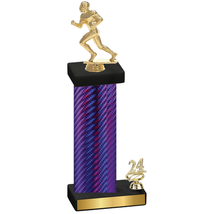 Accented Single Purple Carbon Fiber Year Football Trophy