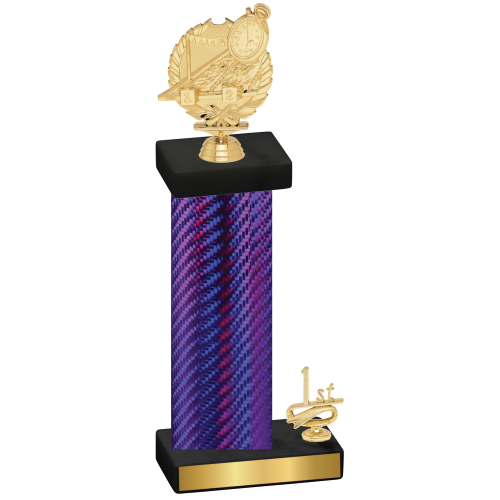 Accented Single Purple Carbon Fiber First Place Swimming Trophy