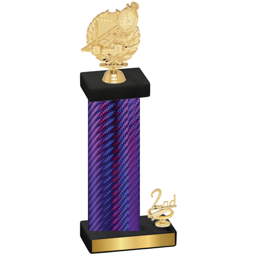 Accented Single Purple Carbon Fiber Second Place Swimming Trophy